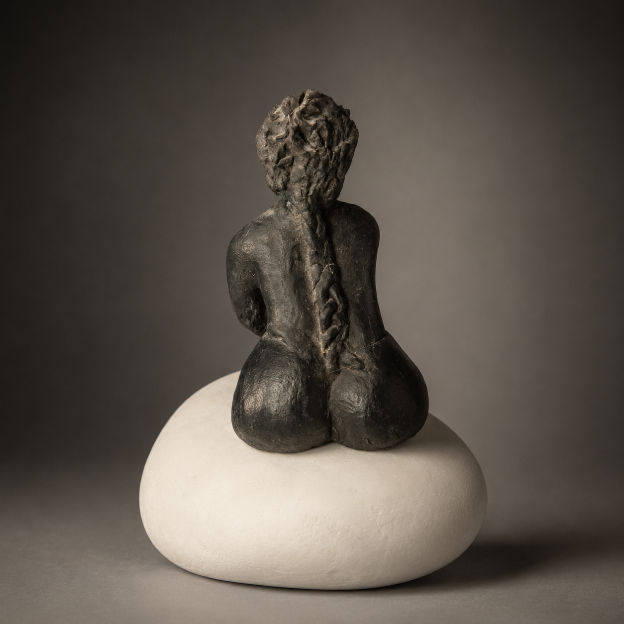 Sculpture figurative assise de Rajmanee Sukhoo